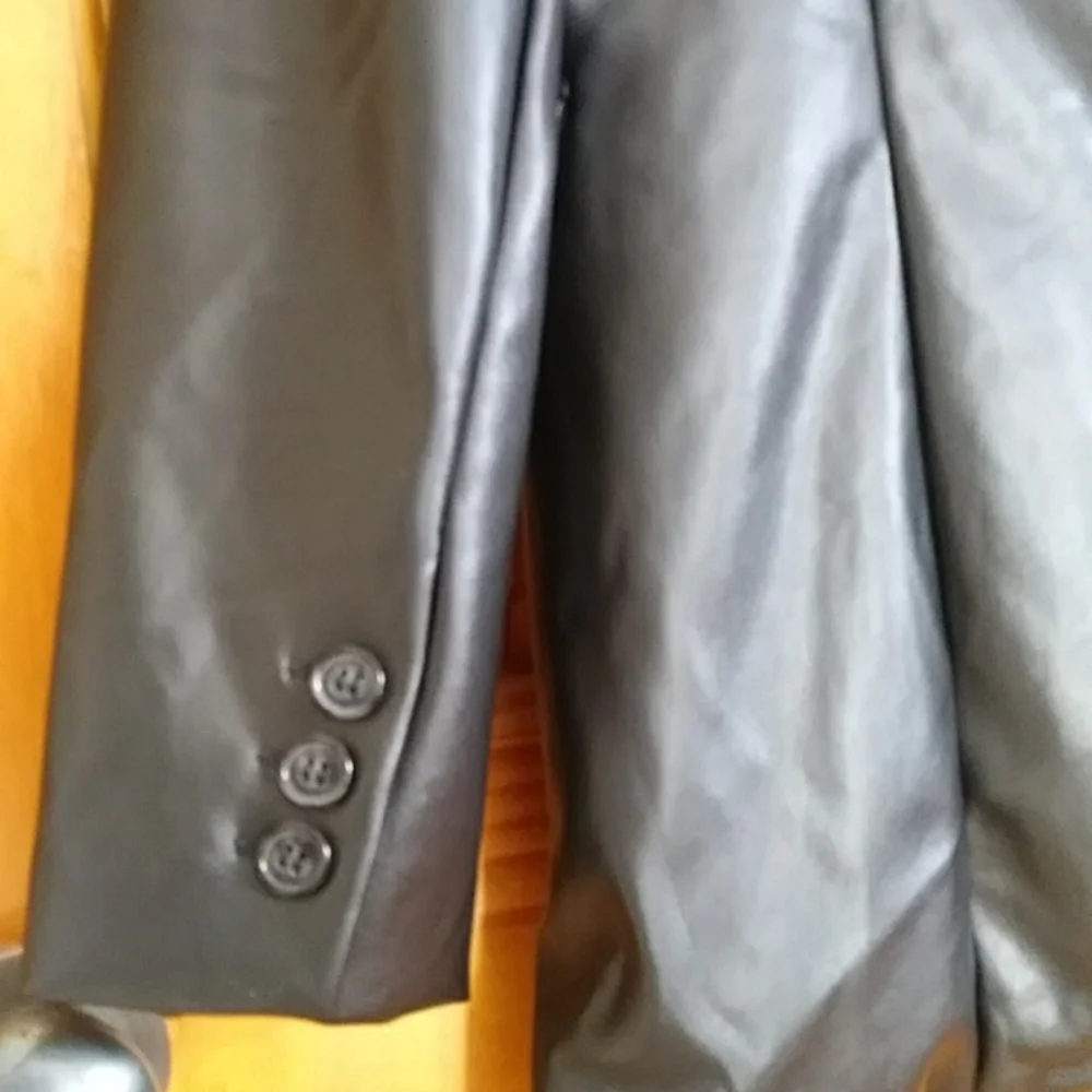 NEW Joie Faux Leather Lined Two Button Black Jacket Medium - Picture 7 of 14